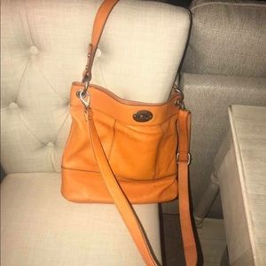 Leather fossil shoulder/crossbody bag